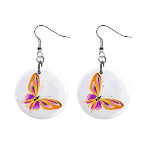 Orange and Purple Butterfly 1  Button Earrings from ArtsNow.com Front