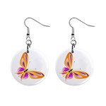 Orange and Purple Butterfly 1  Button Earrings