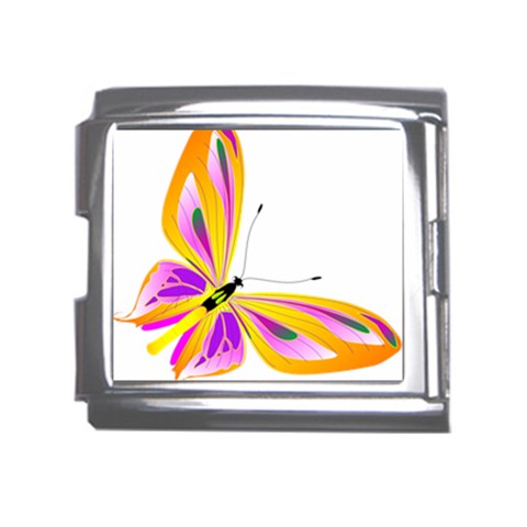 Orange and Purple Butterfly Mega Link Italian Charm (18mm) from ArtsNow.com Front