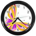 Orange and Purple Butterfly Wall Clock (Black)