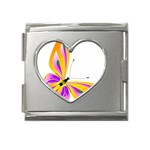 Orange and Purple Butterfly Mega Link Heart Italian Charm (18mm)