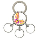 Orange and Purple Butterfly 3-Ring Key Chain