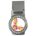 Orange and Purple Butterfly Money Clip (CZ)