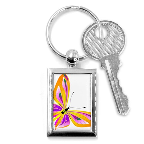 Orange and Purple Butterfly Key Chain (Rectangle) from ArtsNow.com Front