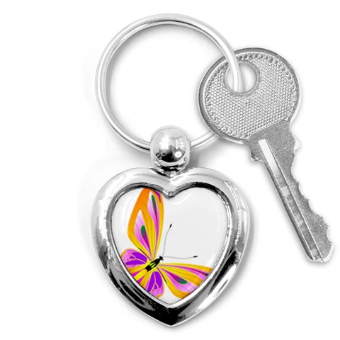 Orange and Purple Butterfly Key Chain (Heart) from ArtsNow.com Front