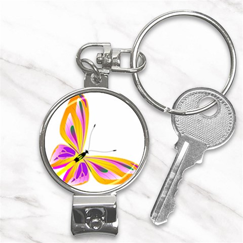 Orange and Purple Butterfly Nail Clippers Key Chain from ArtsNow.com Front