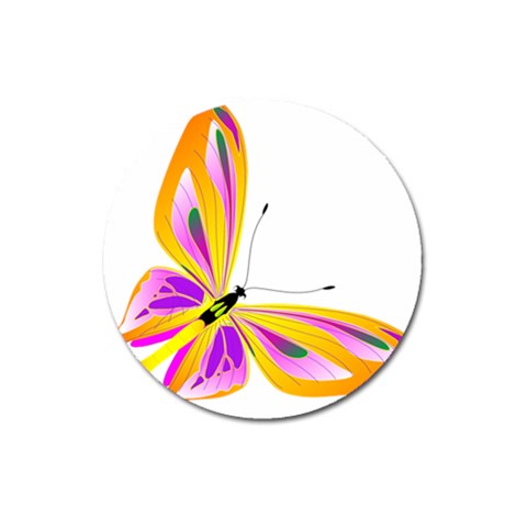 Orange and Purple Butterfly Magnet 3  (Round) from ArtsNow.com Front