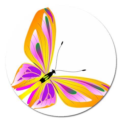 Orange and Purple Butterfly Magnet 5  (Round) from ArtsNow.com Front