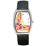 Orange and Purple Butterfly Barrel Style Metal Watch