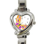 Orange and Purple Butterfly Heart Italian Charm Watch