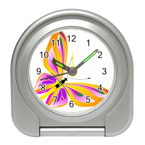 Orange and Purple Butterfly Travel Alarm Clock from ArtsNow.com Front