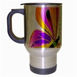 Orange and Purple Butterfly Travel Mug (Silver Gray)