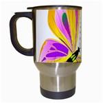 Orange and Purple Butterfly Travel Mug (White)