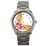 Orange and Purple Butterfly Sport Metal Watch