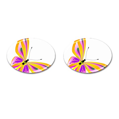 Orange and Purple Butterfly Cufflinks (Oval) from ArtsNow.com Front(Pair)