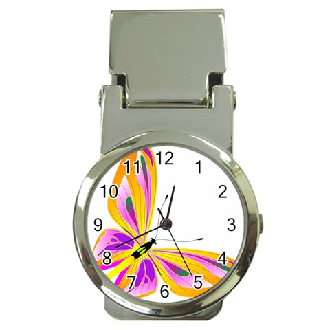 Orange and Purple Butterfly Money Clip Watch from ArtsNow.com Front