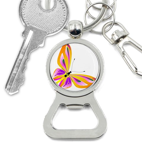 Orange and Purple Butterfly Bottle Opener Key Chain from ArtsNow.com Front