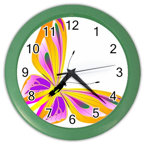 Orange and Purple Butterfly Color Wall Clock from ArtsNow.com Front