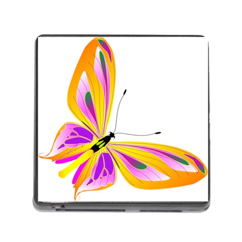 Orange and Purple Butterfly Memory Card Reader with Storage (Square) from ArtsNow.com Front