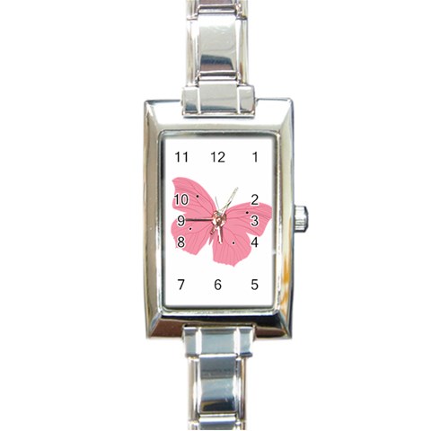 Pink Butterfly Rectangular Italian Charm Watch from ArtsNow.com Front