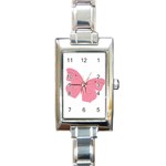 Pink Butterfly Rectangular Italian Charm Watch