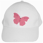 Pink Butterfly White Cap