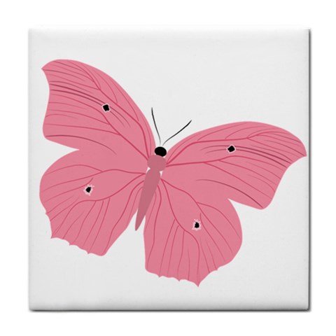 Pink Butterfly Tile Coaster from ArtsNow.com Front