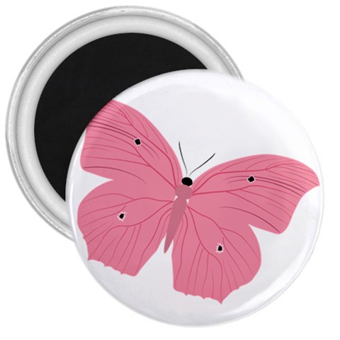 Pink Butterfly 3  Magnet from ArtsNow.com Front