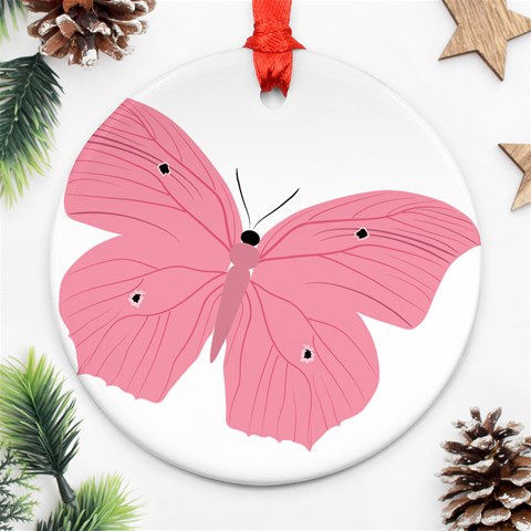 Pink Butterfly Ornament (Round) from ArtsNow.com Front