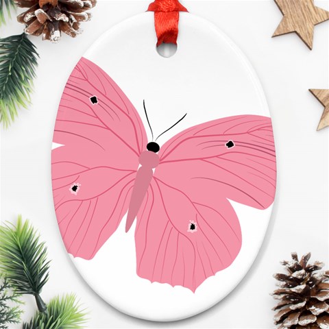 Pink Butterfly Ornament (Oval) from ArtsNow.com Front