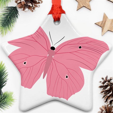 Pink Butterfly Ornament (Star) from ArtsNow.com Front