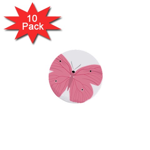 Pink Butterfly 1  Mini Button (10 pack)  from ArtsNow.com Front