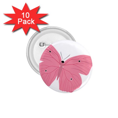 Pink Butterfly 1.75  Button (10 pack)  from ArtsNow.com Front