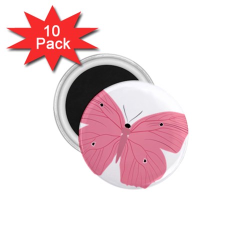 Pink Butterfly 1.75  Magnet (10 pack)  from ArtsNow.com Front