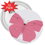 Pink Butterfly 3  Button (10 pack)