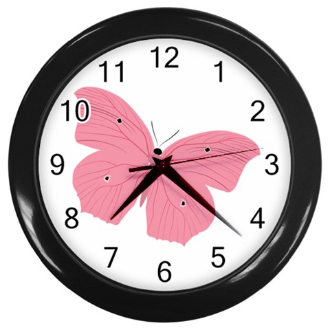 Pink Butterfly Wall Clock (Black) from ArtsNow.com Front