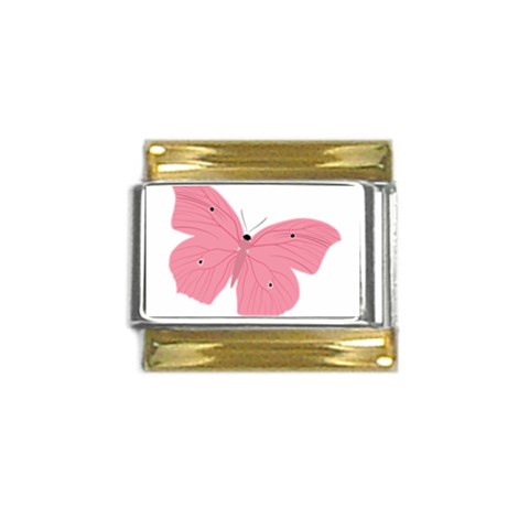 Pink Butterfly Gold Trim Italian Charm (9mm) from ArtsNow.com Front