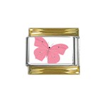 Pink Butterfly Gold Trim Italian Charm (9mm)