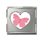 Pink Butterfly Mega Link Heart Italian Charm (18mm)