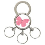 Pink Butterfly 3-Ring Key Chain