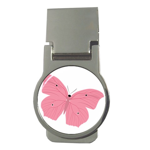 Pink Butterfly Money Clip (Round) from ArtsNow.com Front