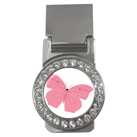 Pink Butterfly Money Clip (CZ) from ArtsNow.com Front