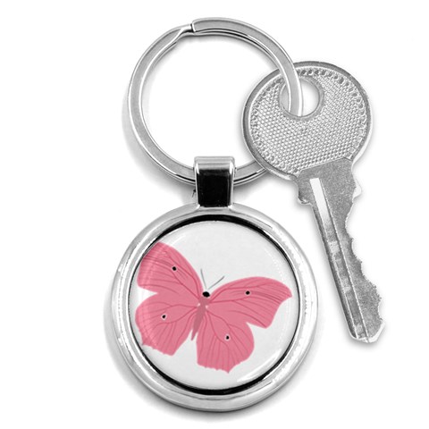 Pink Butterfly Key Chain (Round) from ArtsNow.com Front