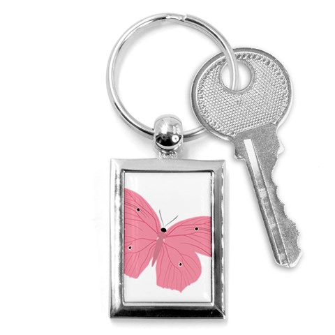 Pink Butterfly Key Chain (Rectangle) from ArtsNow.com Front