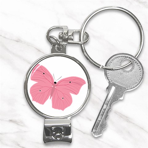 Pink Butterfly Nail Clippers Key Chain from ArtsNow.com Front