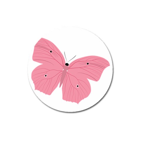 Pink Butterfly Magnet 3  (Round) from ArtsNow.com Front