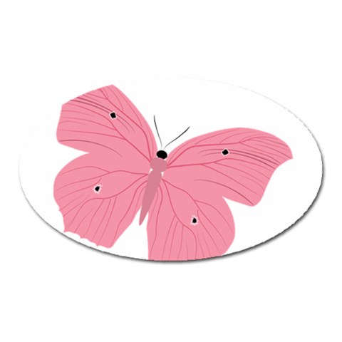 Pink Butterfly Magnet (Oval) from ArtsNow.com Front