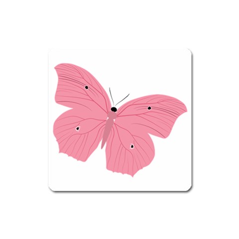 Pink Butterfly Magnet (Square) from ArtsNow.com Front