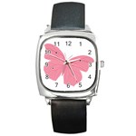 Pink Butterfly Square Metal Watch