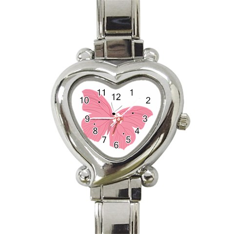 Pink Butterfly Heart Italian Charm Watch from ArtsNow.com Front